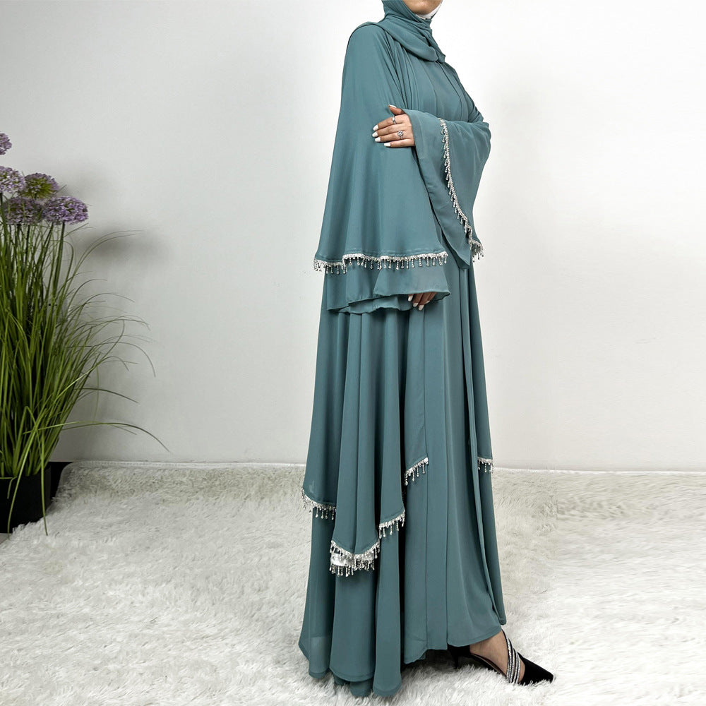 Neues Chiffon Strass Abaya Set