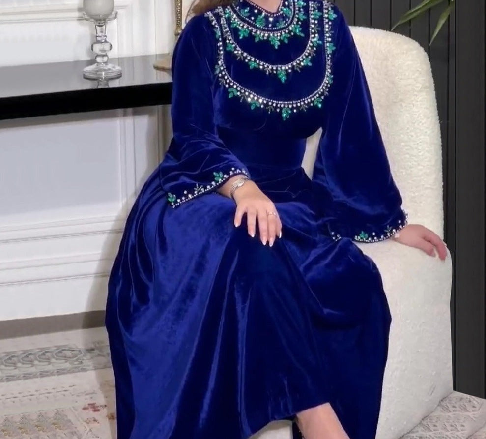 Velvet Kaftan mit Strasssteine