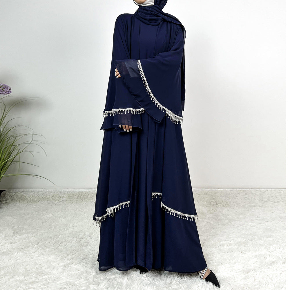 Neues Chiffon Strass Abaya Set