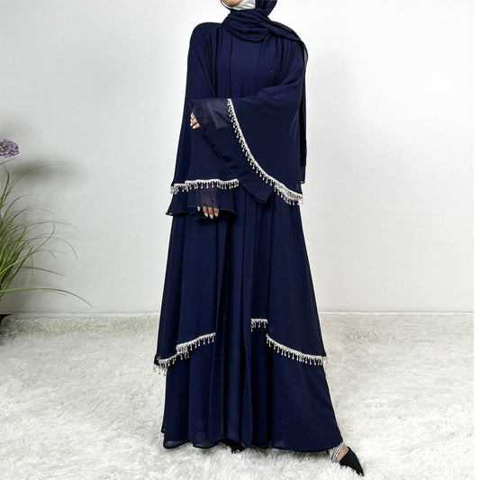 Neues Chiffon Strass Abaya Set
