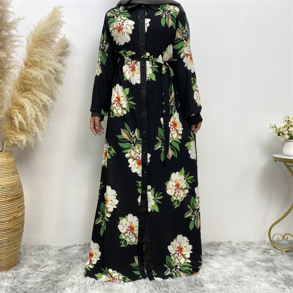 Blusenkleid Maxi mit Blumenmuster