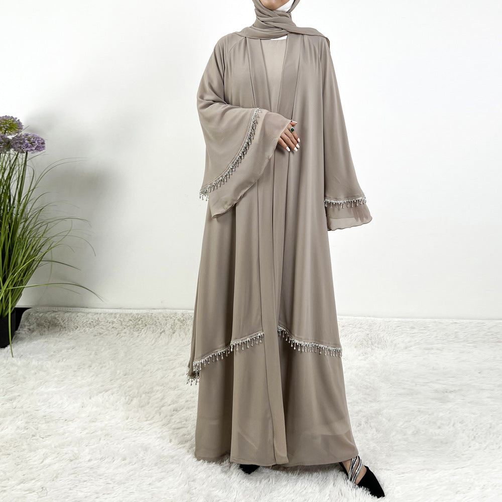 Neues Chiffon Strass Abaya Set