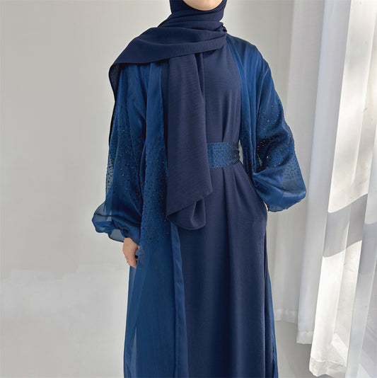 Elham Abaya Set mit Puff-Ärmel