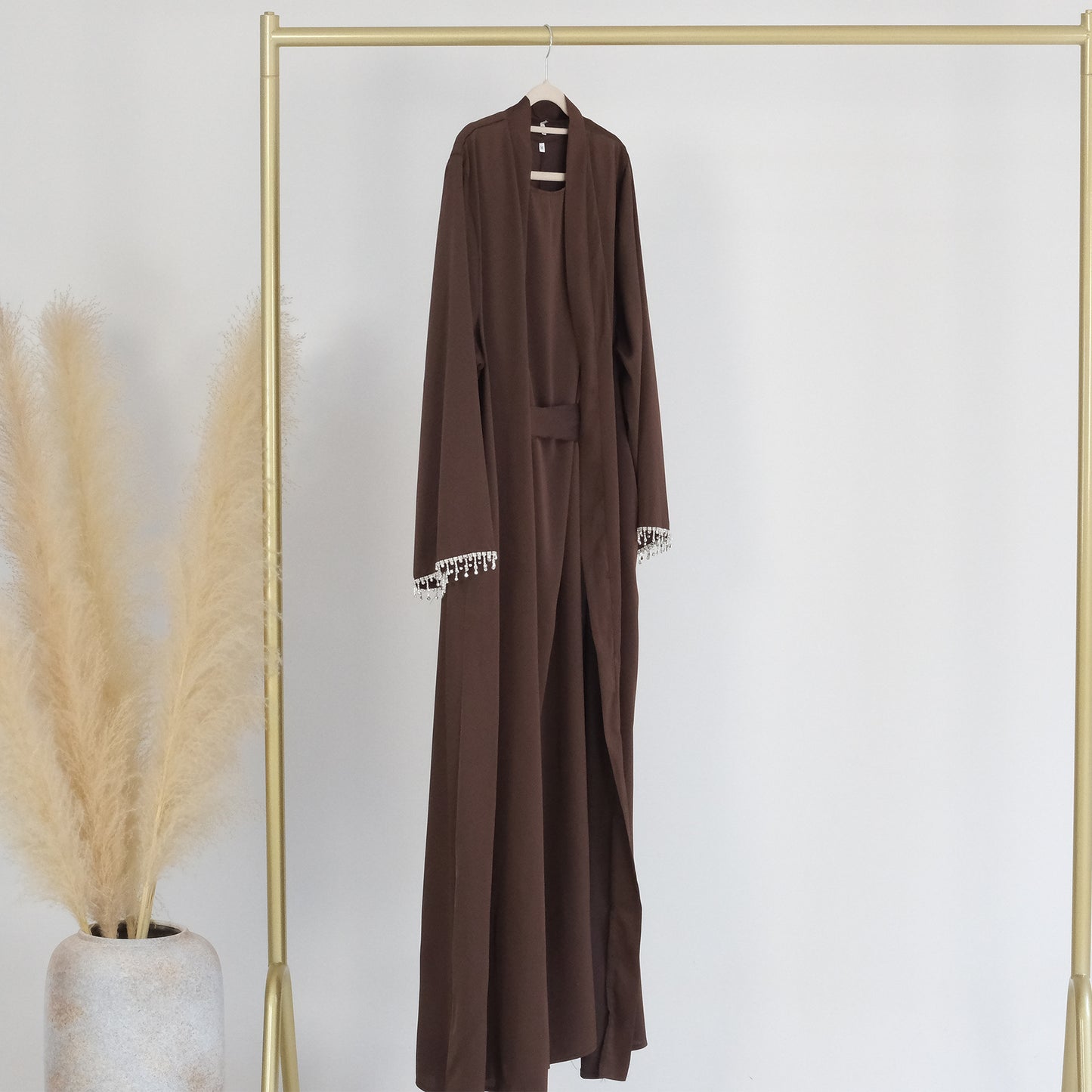 Abaya Set mit Strass-Ärmel