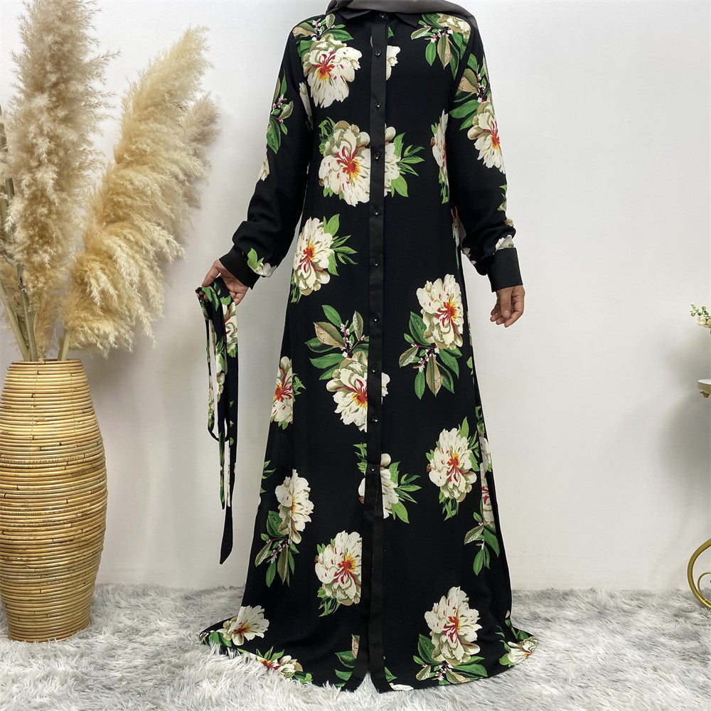 Blusenkleid Maxi mit Blumenmuster