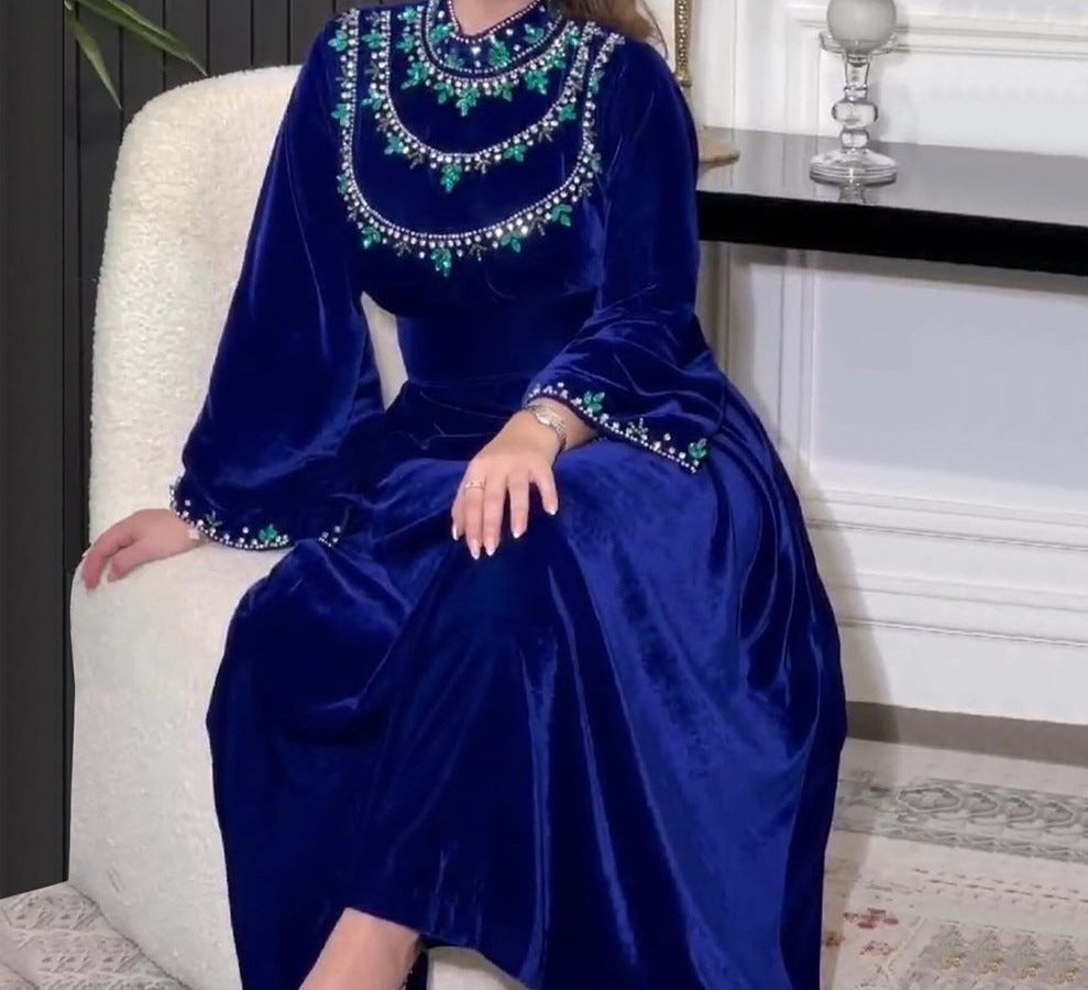 Velvet Kaftan mit Strasssteine