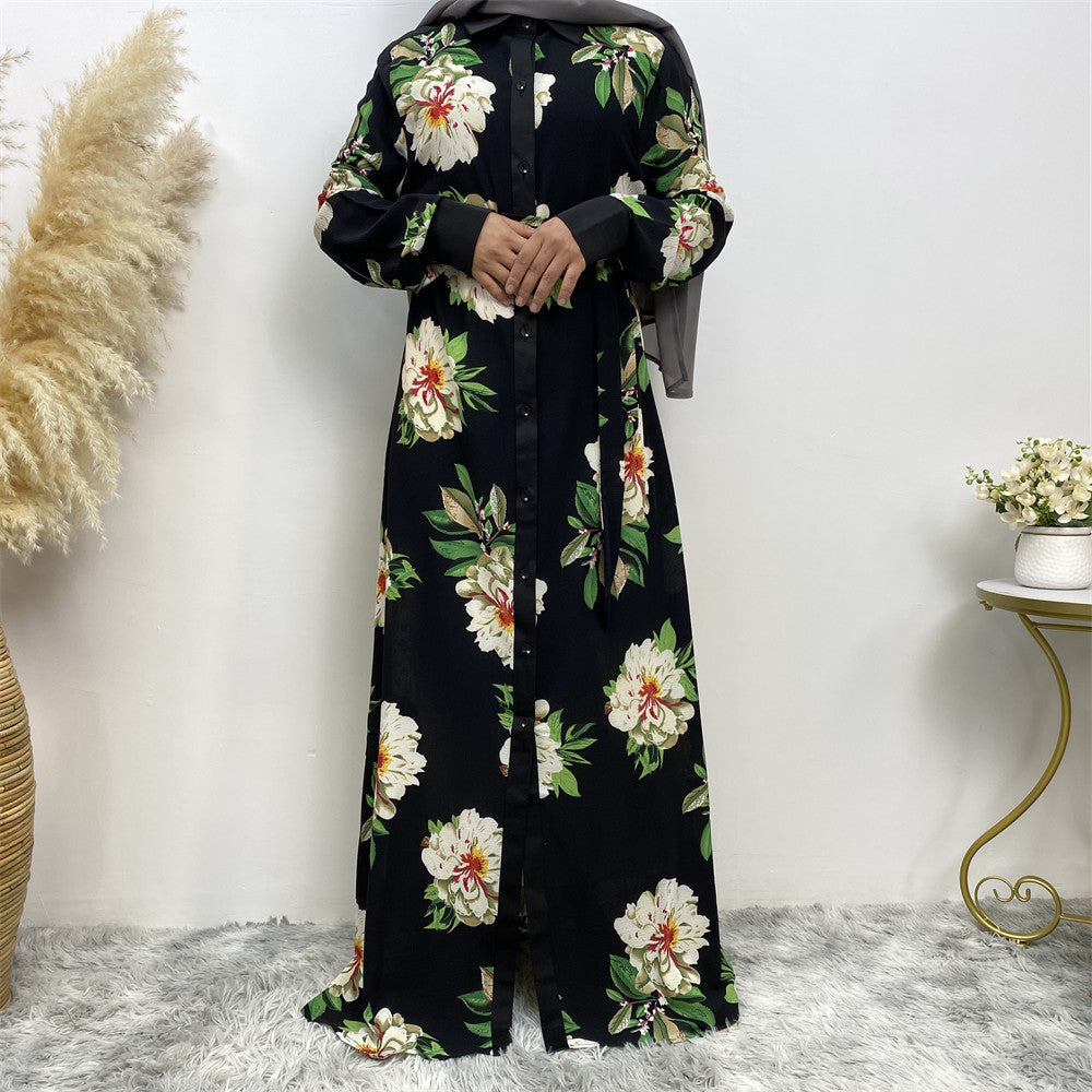 Blusenkleid Maxi mit Blumenmuster