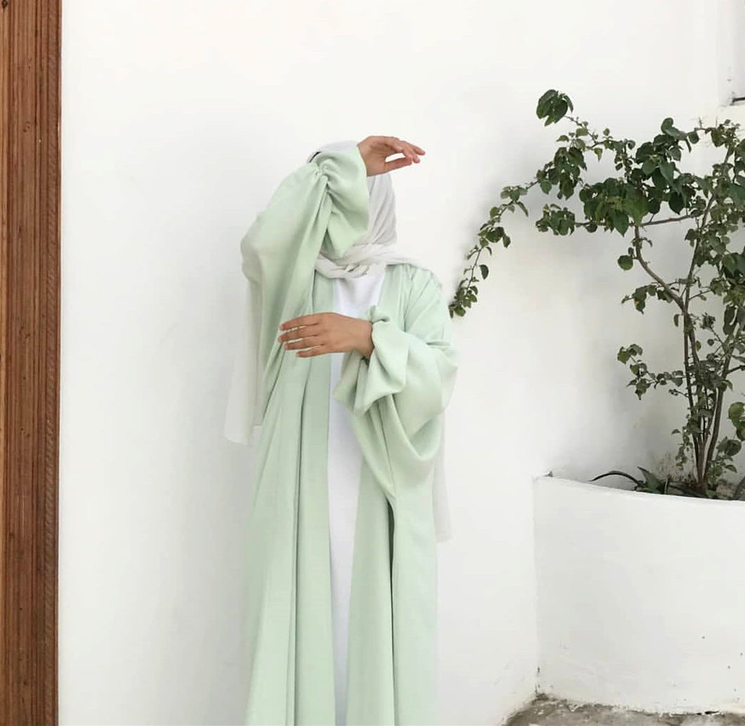 Satin Abaya mit Puff-Ärmel