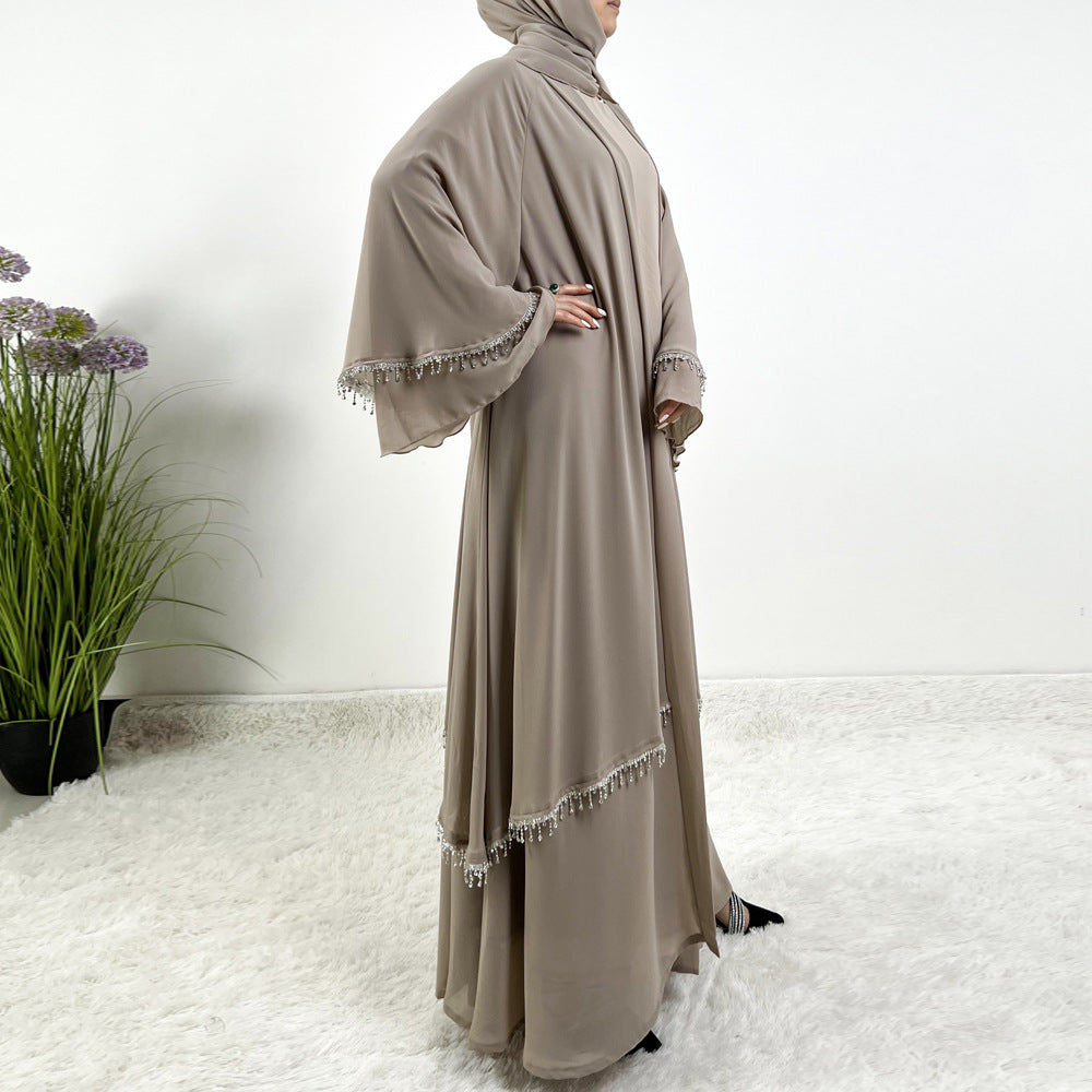 Neues Chiffon Strass Abaya Set