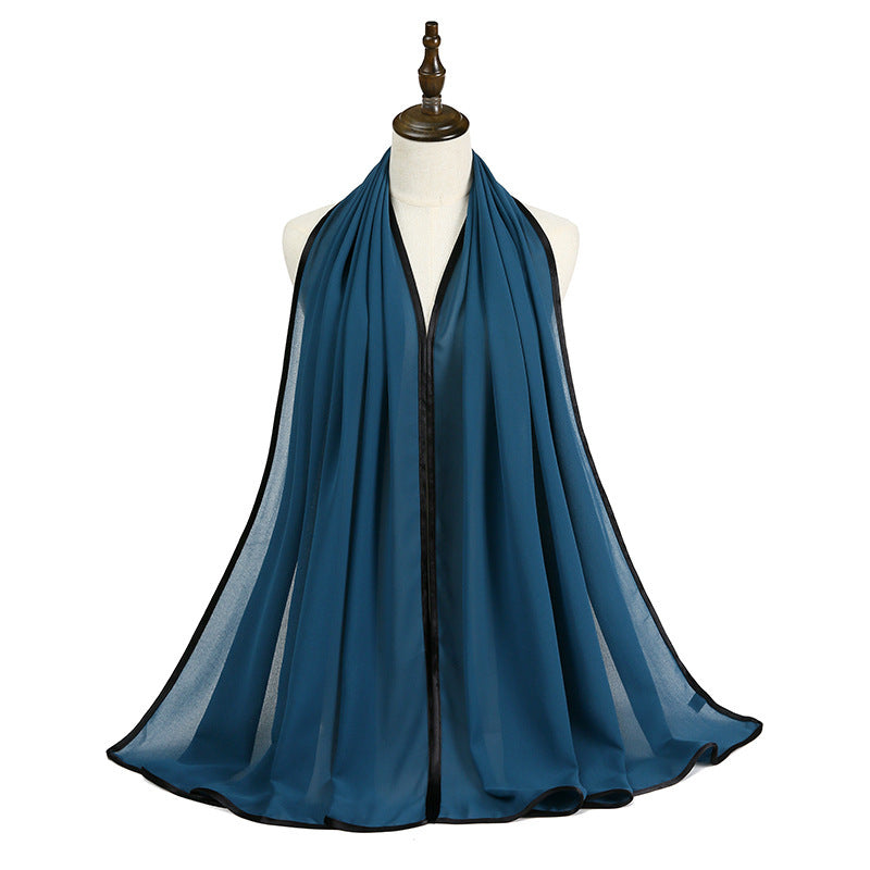 Chiffon Hijab mit schwarzem Rand